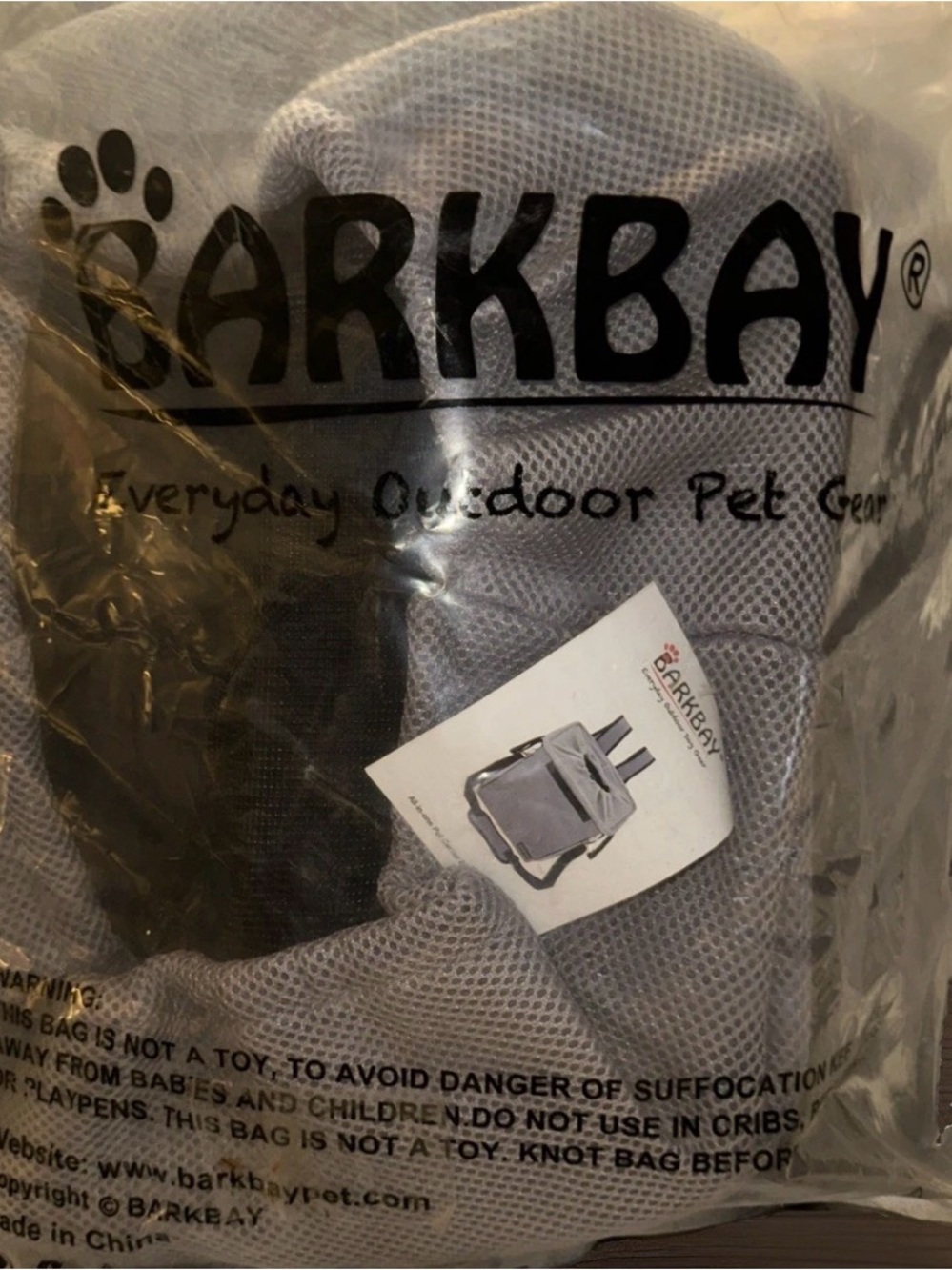 BARKBAY Gray Mesh Pet Carrier Backpack to 18lbs new open box